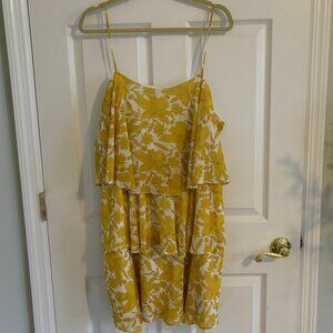 Yellow Sam Edelman Spaghetti Strap Popover Ruffle Tiered Dress